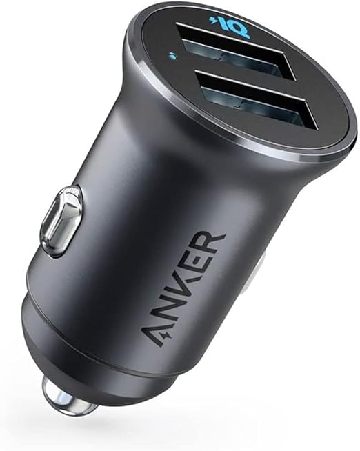 Anker Car Charger, Mini Aluminum Alloy 24W Dual USB Car Charger, PowerDrive 2 Alloy Car Adapter