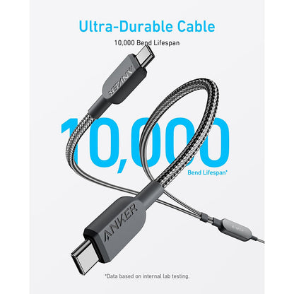 Anker 2-in-1 USB-C to USB-C Cable 4ft 140W - A8895H11 - Black