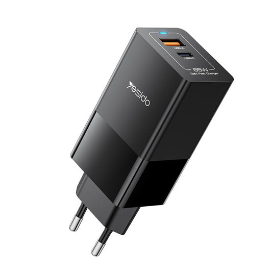 Yesido 65W Fast Charging USB & Type-C Dual Ports PC Fireproof GaN European Specification Charger