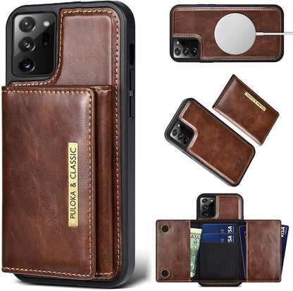 PULOKA Leather Wallet Case Cover with 5 in 1 Detachable Magnetic Wallet - Black\Brown