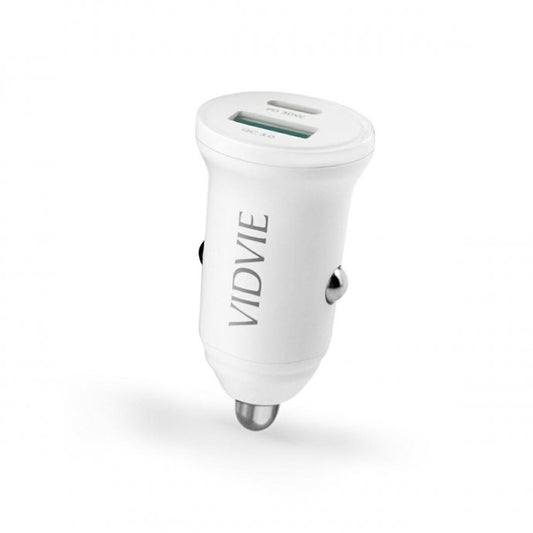 Car charger VIDVIE CC532C 30W 1xUSB+1xType-C white\Black