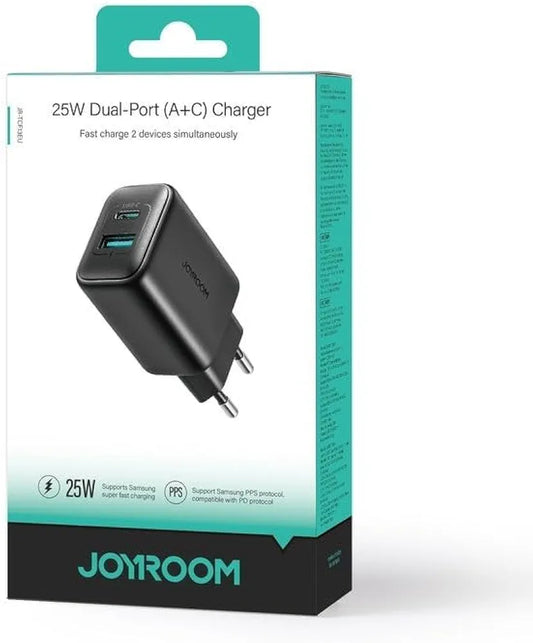 Joyroom JR-TCF13 25W A+C Dual-Port Charger, Black|12 Months Warranty