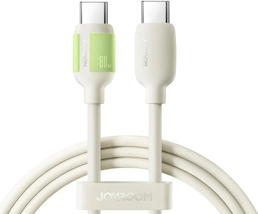 Joyroom S-A53 Fluorescent Series 60W Type-C to Type-C/Type-C toLighting Fast Charging Data Cable, 2 m Length, Beige