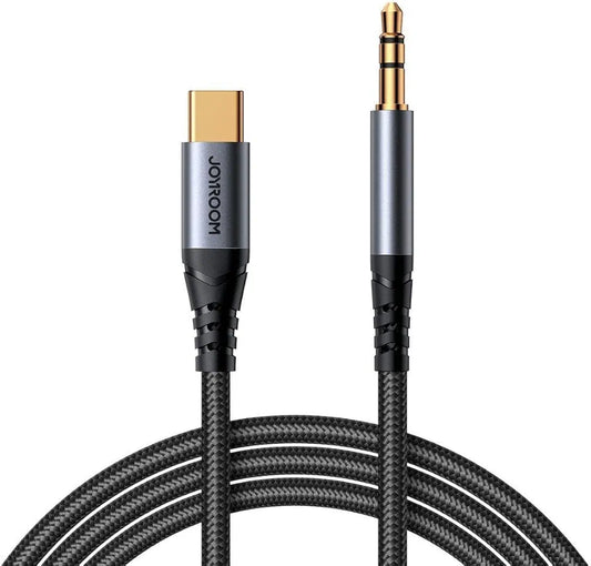 JoyRoom SY-A07 Audio-Transfer Series Type-C to 3.5mm AUX Audio Cable, 1.2 Meter Length, Black